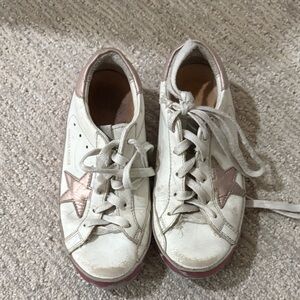 Golden Goose White Sneakers with Pink and Beige Accents